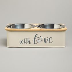 МИСКА AGNESS ДЛЯ ЖИВОТНЫХ ДВОЙНАЯ НА ПОДСТАВКЕ, 25,5Х13Х7 СМ