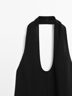 Massimo Dutti Топ с горловиной халтер и открытой спиной, черный