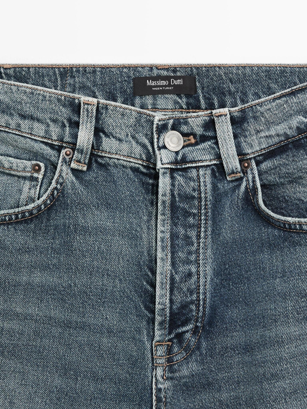 Massimo Dutti Джинсы прямого кроя с высокой талией, средне-синий
