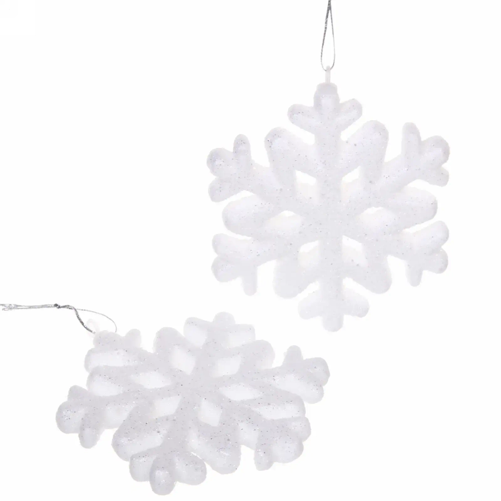 Ёлочные игрушки «Снежинки»10,5 см (набор 2 шт), белый блеск