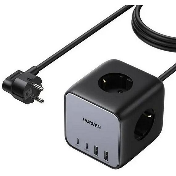 Сетевое зарядное устройство Ugreen CD268 DigiNest Cube 65W 2*USB-C/2*USB-A (60113) серый космос
