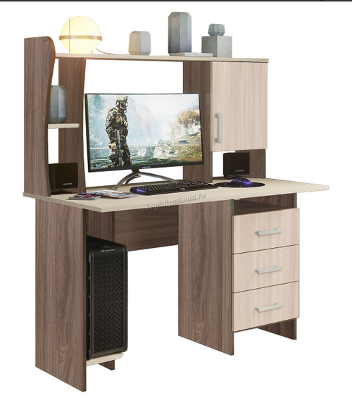 Стол компьютерный №5 (Ясень шимо темный/Ясень шимо светлый)