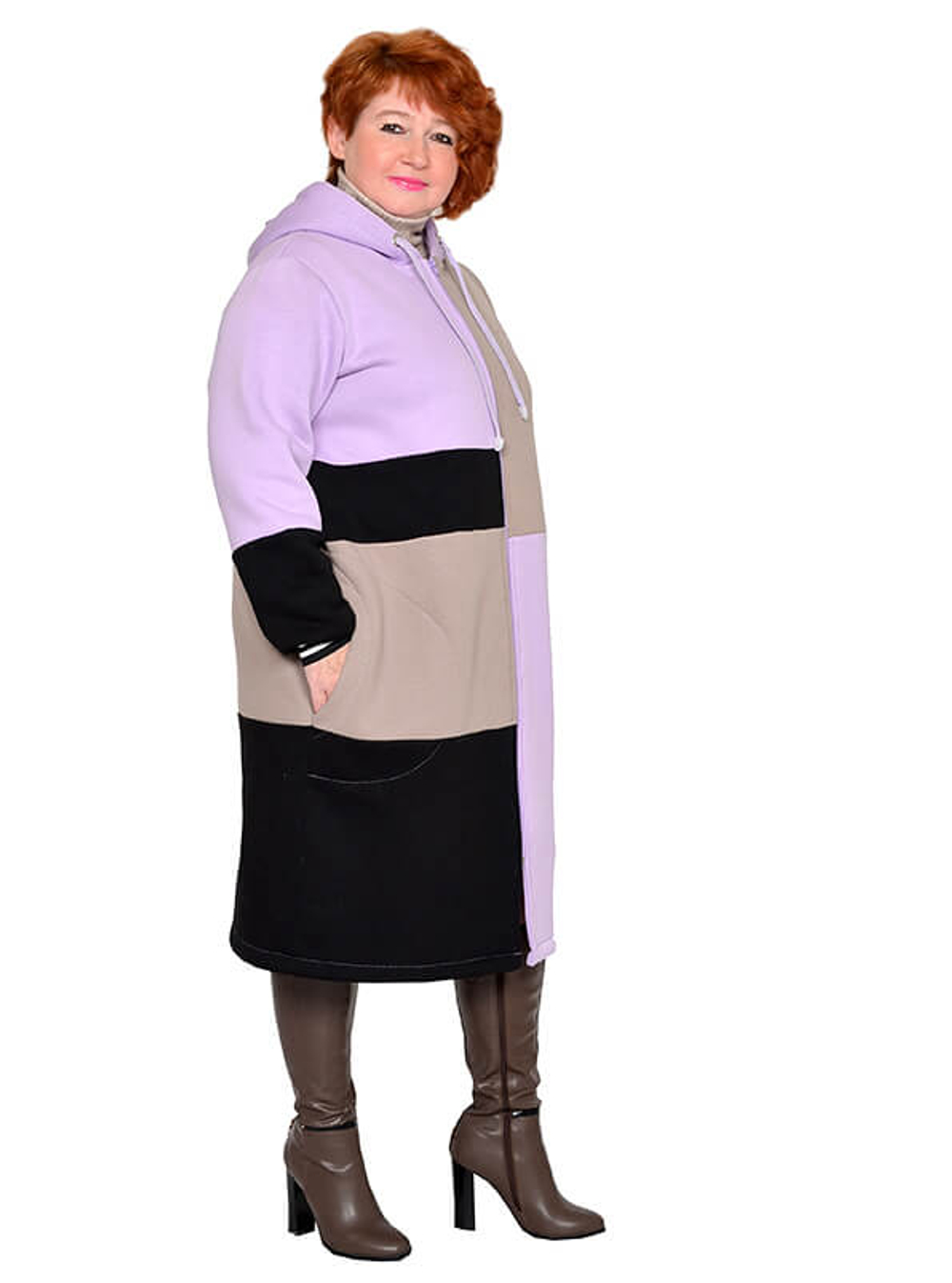 Зимняя удлинённая толстовка Лаванда