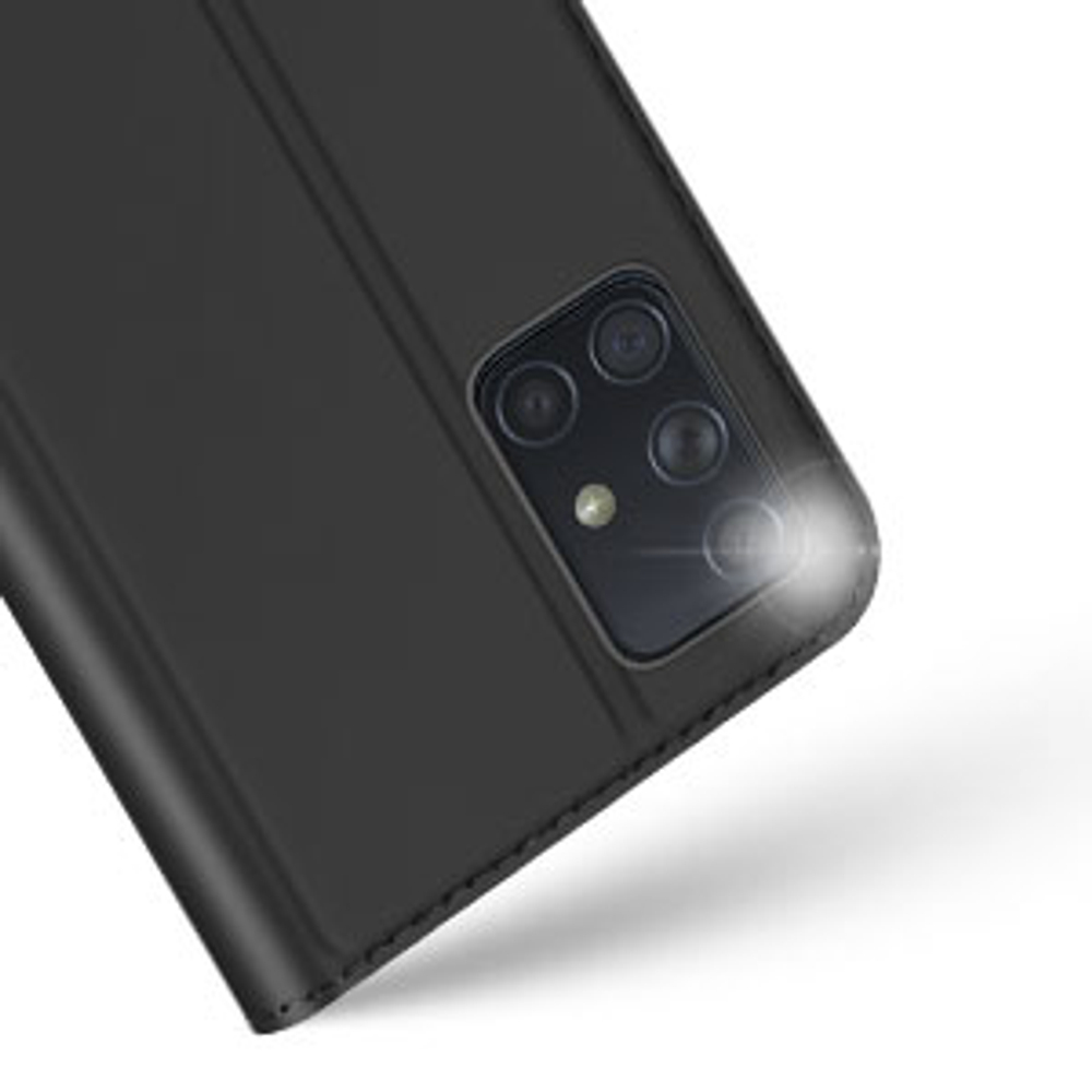 Чехол книжка из PU кожи черного цвета от Dux Ducis для Samsung Galaxy A71, серия Skin Pro Series