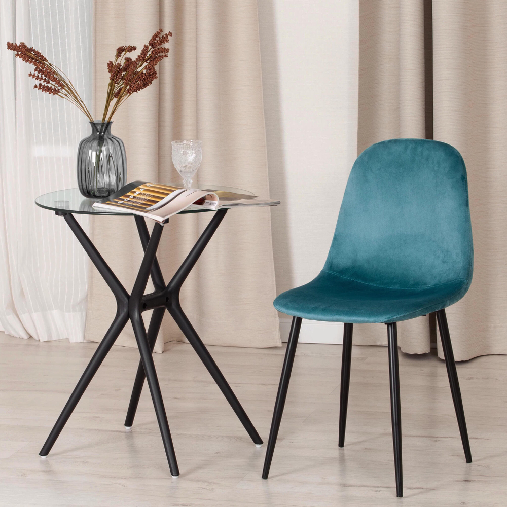 Стул BREEZE (mod. 4724) Велюр/металл , 44 х 53 х 87 см, Torquoise (бирюзовый ) HLR60 / черный