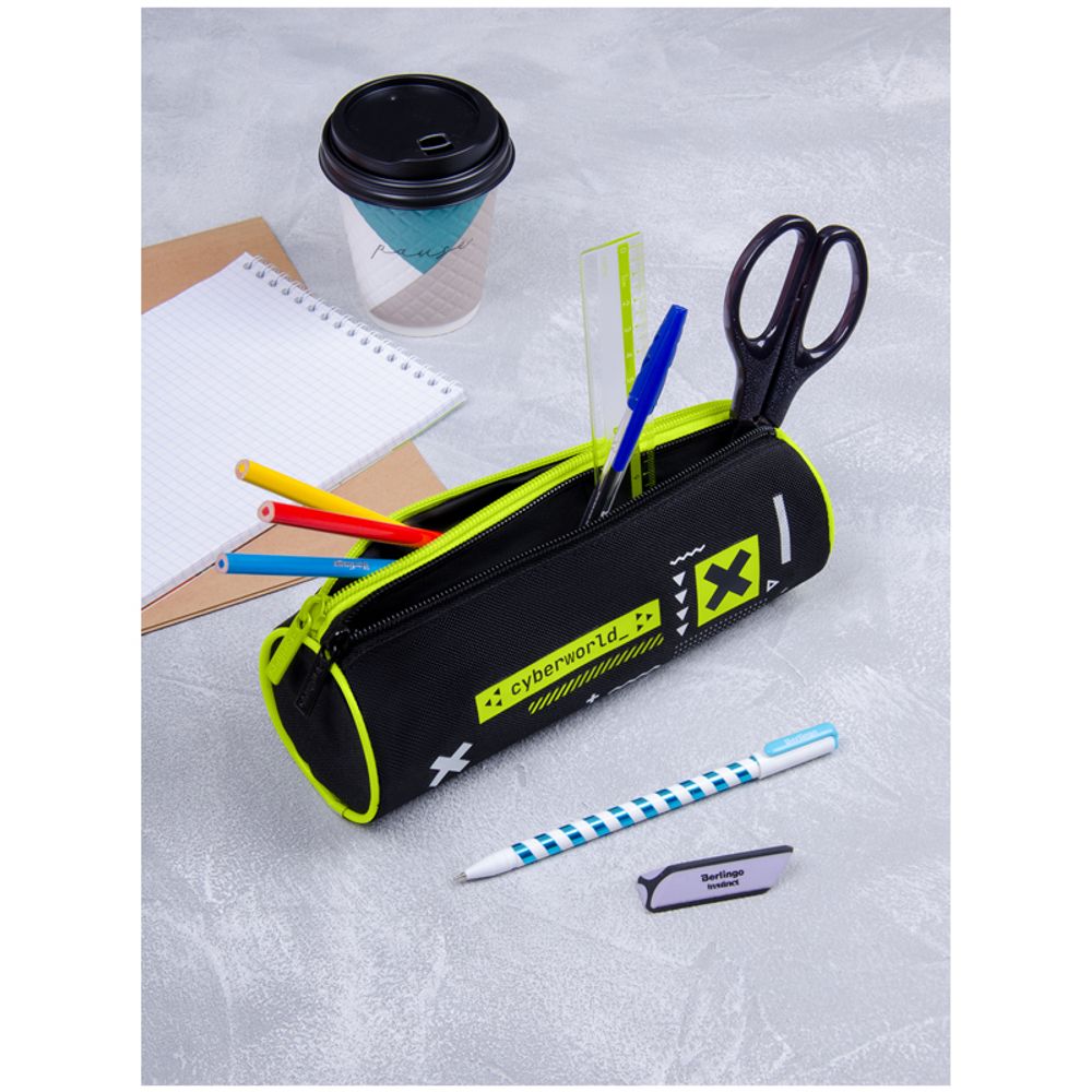 Пенал мягкий тубус 2 отделения 210х70 Berlingo Cyber world, полиэстер