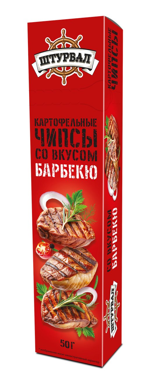 Чипсы ШТУРВАЛ! картоф.пластинки барбекю 50г (25шт)