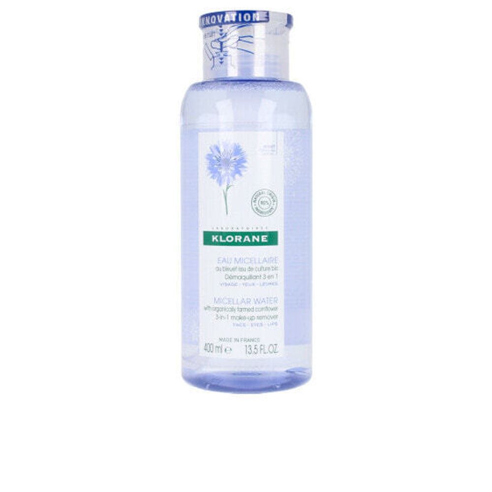 Klorane Micellar Water 3-in-1 Мицеллярная вода с экстрактом василька для снятия макияжа с лица,  глаз и губ 400 мл