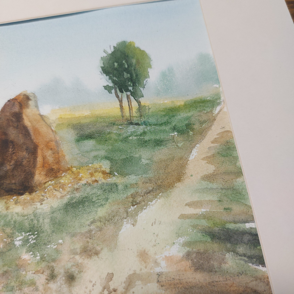 Картина авторская акварельная в паспарту 30х40 см на стену для интерьера "Перепутье "