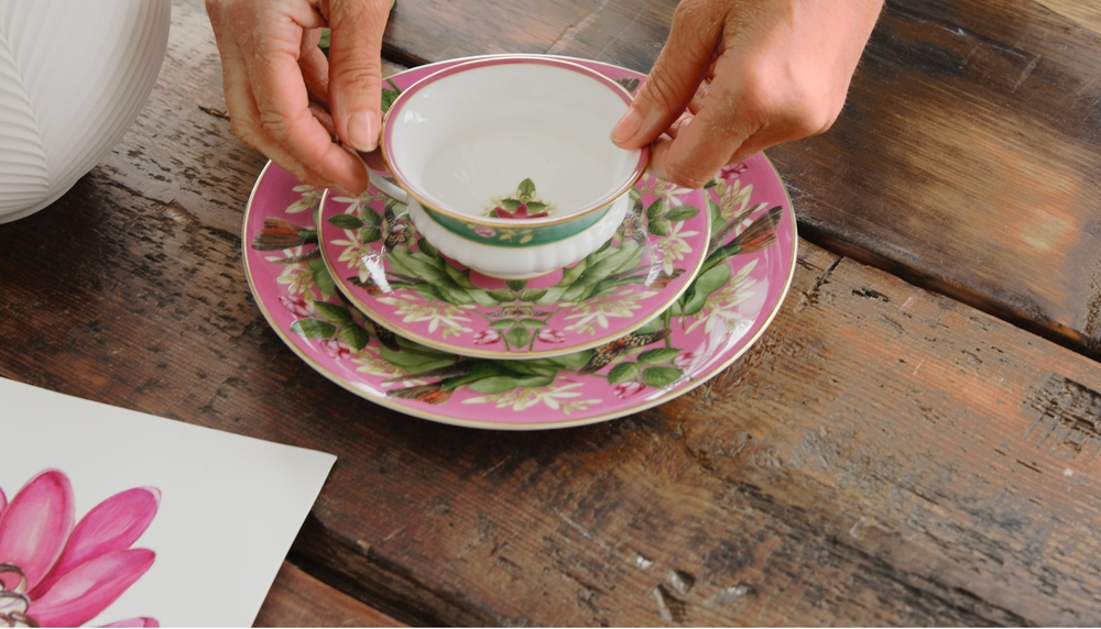 Wedgwood Чайная чашка Wonderlust 180 мл с блюдцем Розовый лотос