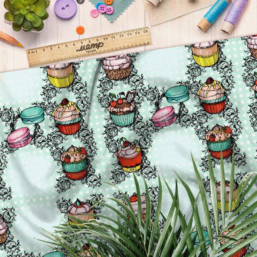 Ткань шифон кремовые пирожные