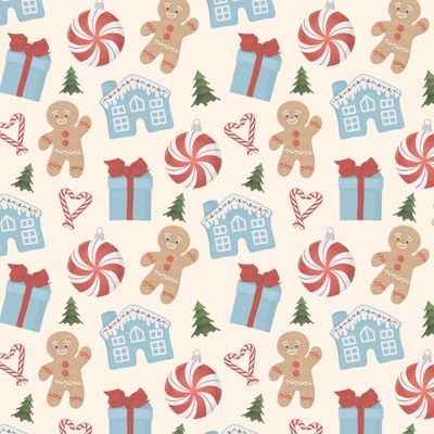 Новый год и Рождество. Пряник, елка, подарок