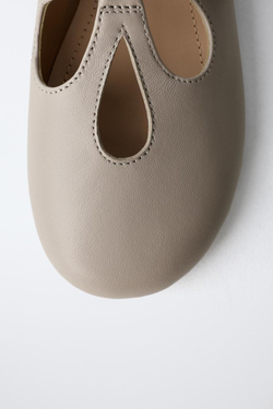 ZARA КОЖАНЫЕ БАЛЕТКИ, СЕРО-КОРИЧНЕВЫЙ