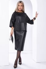 Юбка из экокожи (черная) Ю8385 LT Collection