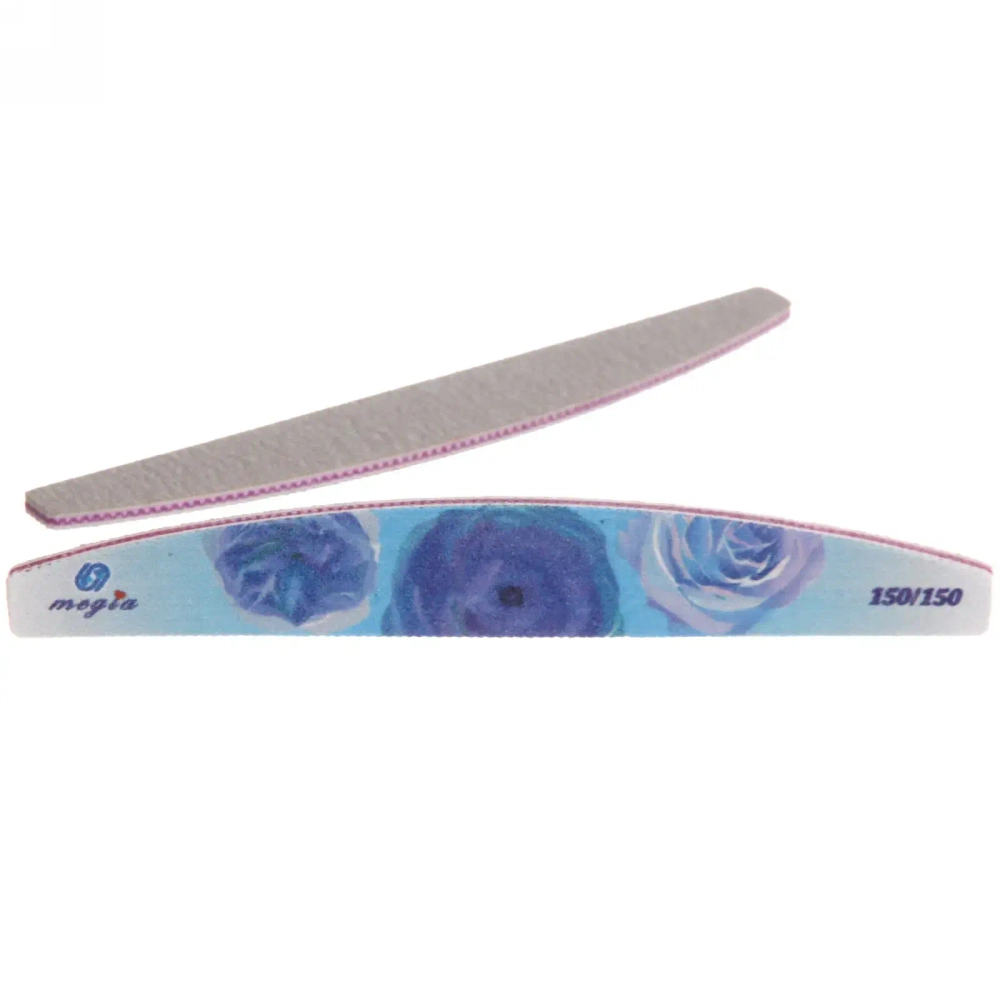 Пилка для ногтей наждачная в пакете «Professional - Flowers» абр. 150/150, полумесяц, цвет в ассортим., 17,8*2,8*0.04см