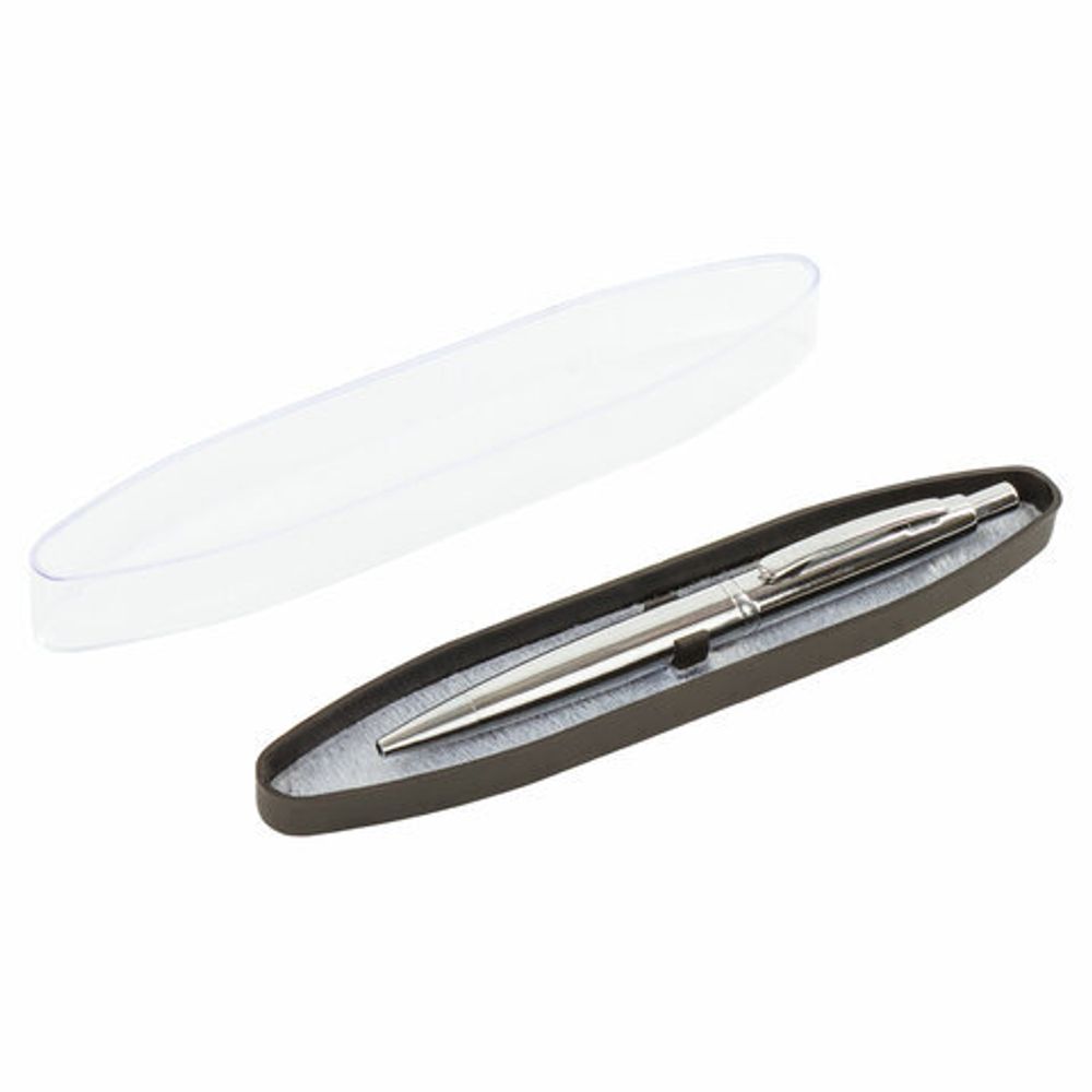 Ручка подарочная шариковая BRAUBERG Opera, СИНЯЯ, корпус серебристый с хромированными деталями, линия письма 0,5 мм, 143486