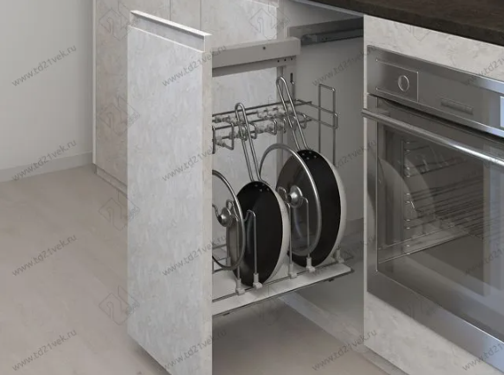 S-2880-C Выдвижная система для сковородок в базу 450 мм, Starax, (310х475х640 мм), левая, хром