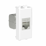 Компьютерная розетка RJ-45 без шторки модульная, кат.6А экранированная, "Avanti", "Белое облако", 1 модуль