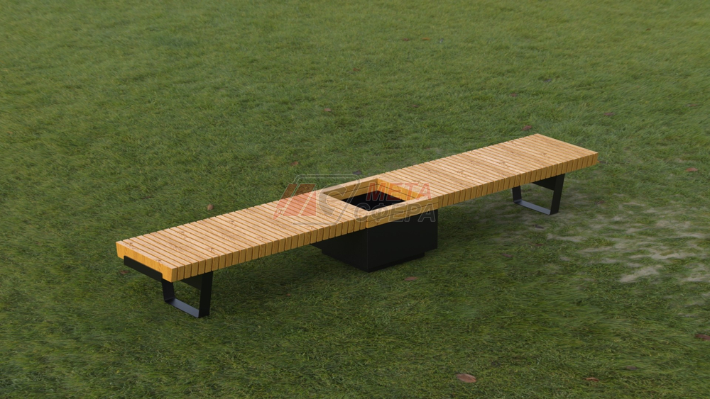 Лавка Rail Road 02 двойная с вазоном