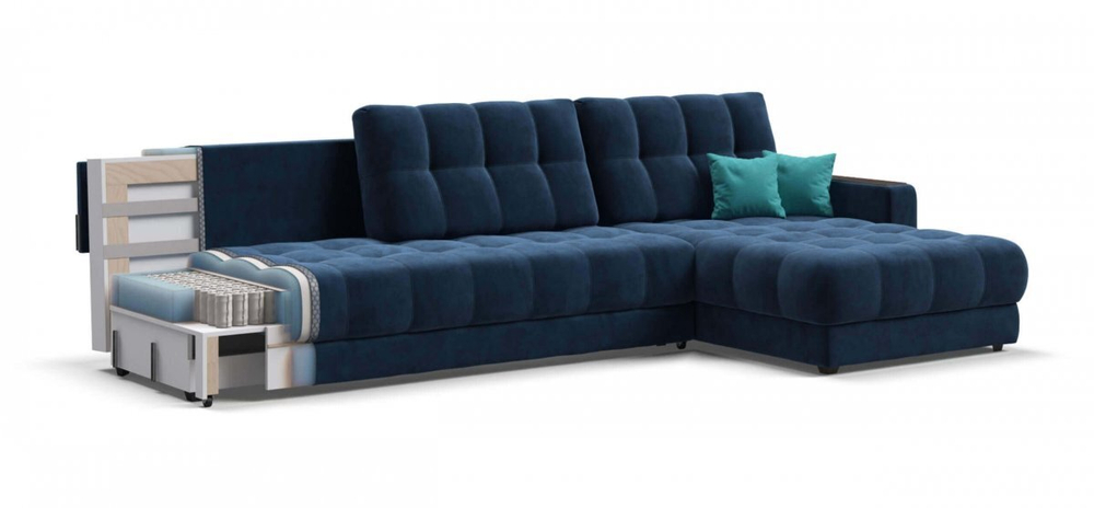 Угловой диван Босс Макс Велюр Монолит синий