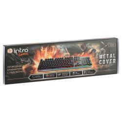 Клавиатура Intro KG480 игровая проводная металлическая с подсветкой черная