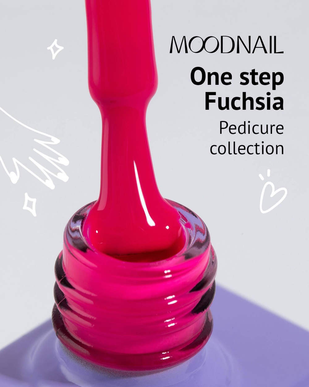 Гель-лак MOODNAIL One step Pedicure collection Fuchsia, 10г