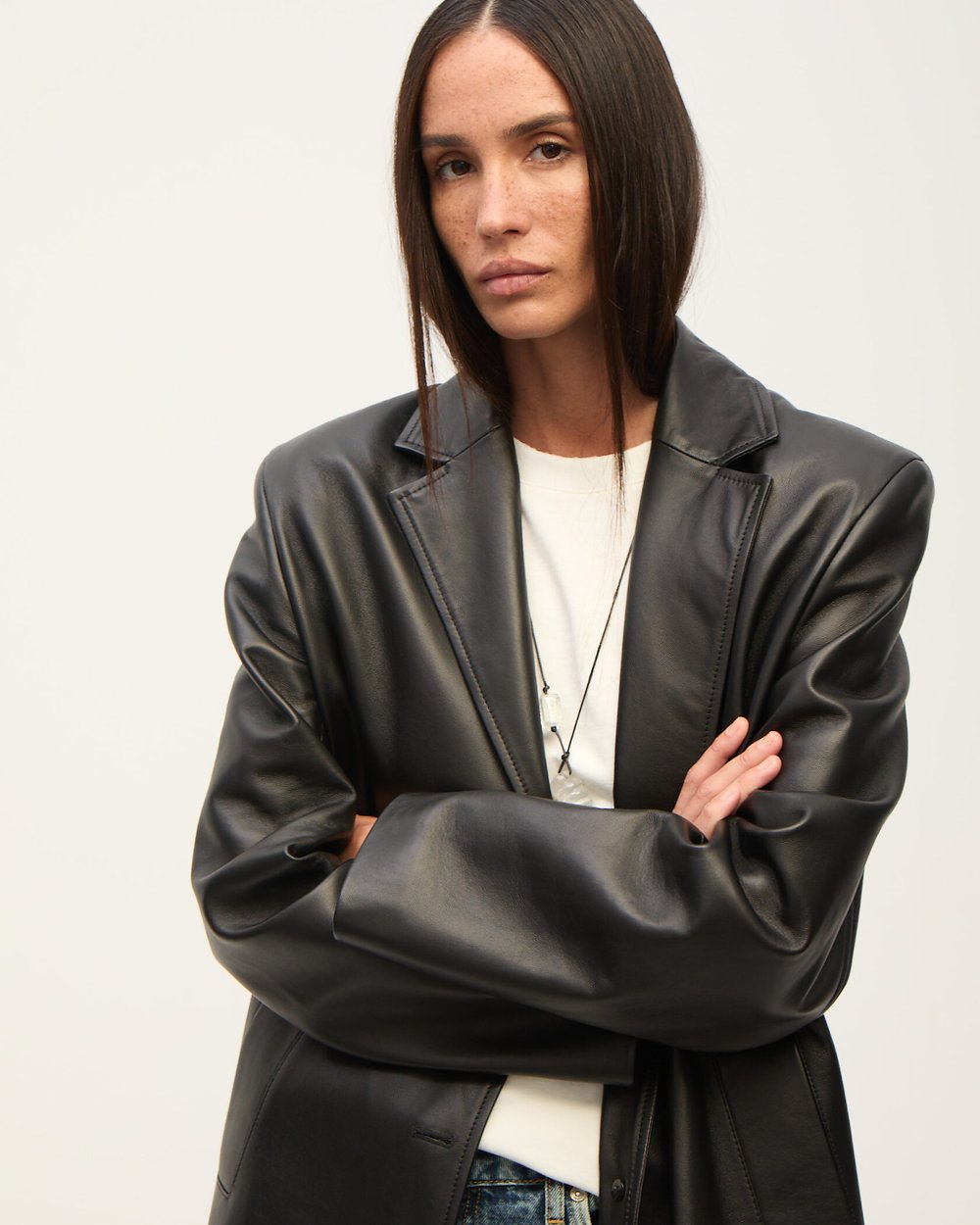 Плащ из натуральной кожи, Черный