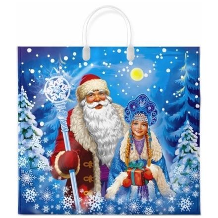 Новогодние пакеты "Ледяная сказка" 38х35+10см 90мкм (10/100шт)