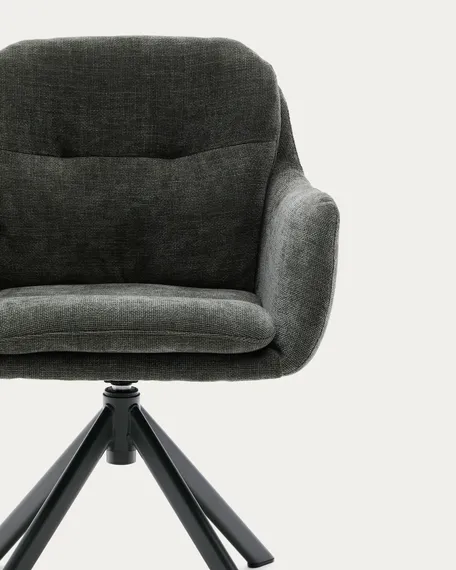 Поворотное кресло Lexa, зеленый шенилл с зелеными ножками