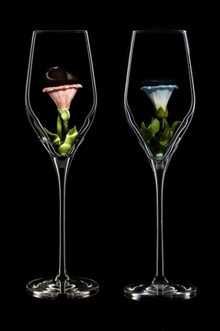 Подарочный набор из двух бокалов для шампанского Флюте. "Мужское и Женское" (Вариант2).