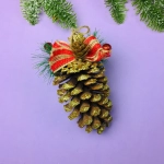 Украшение новогоднее «Шишка» 14*8 см, Золотой иней