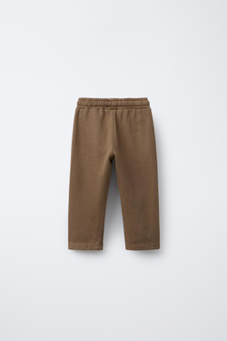 ZARA БРЮКИ ПРЯМОГО КРОЯ ИЗ МЯГКОЙ ТКАНИ С ВЫШИВКОЙ, СВЕТЛО-КОРИЧНЕВЫЙ