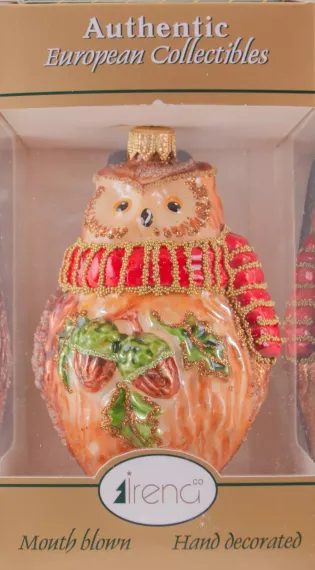 Елочное украшение Мудрая сова h-11 см., стекло, Витус (55005)