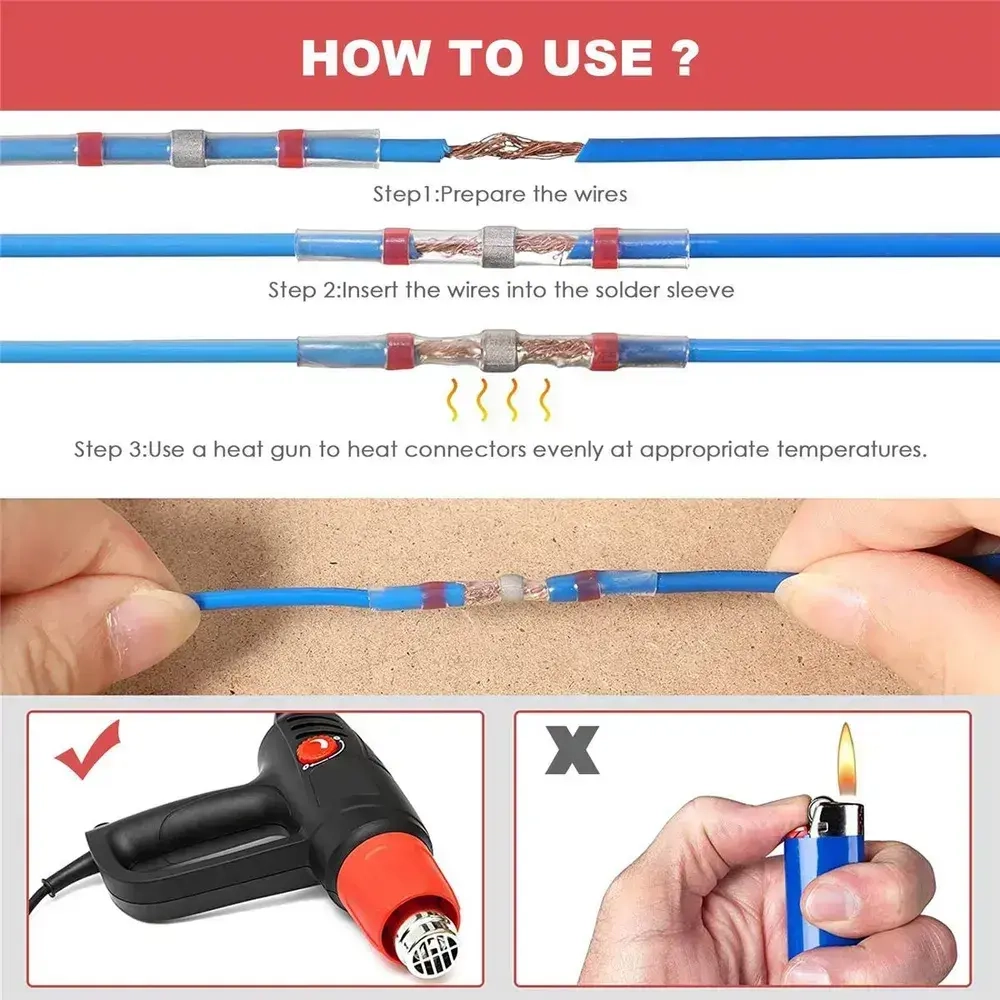 Термоусадочная трубка с припоем, 100 штук, для проводов, проводов, красные(Внутренний диаметр 2.5mm)