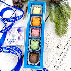Шоколадный набор "С Новым годом. Шары": 5 конфет ручной работы