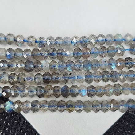 Лабрадор (лабрадорит) огранка, р-р 3.6×2мм, отличная иризация, цена за нить 19 см