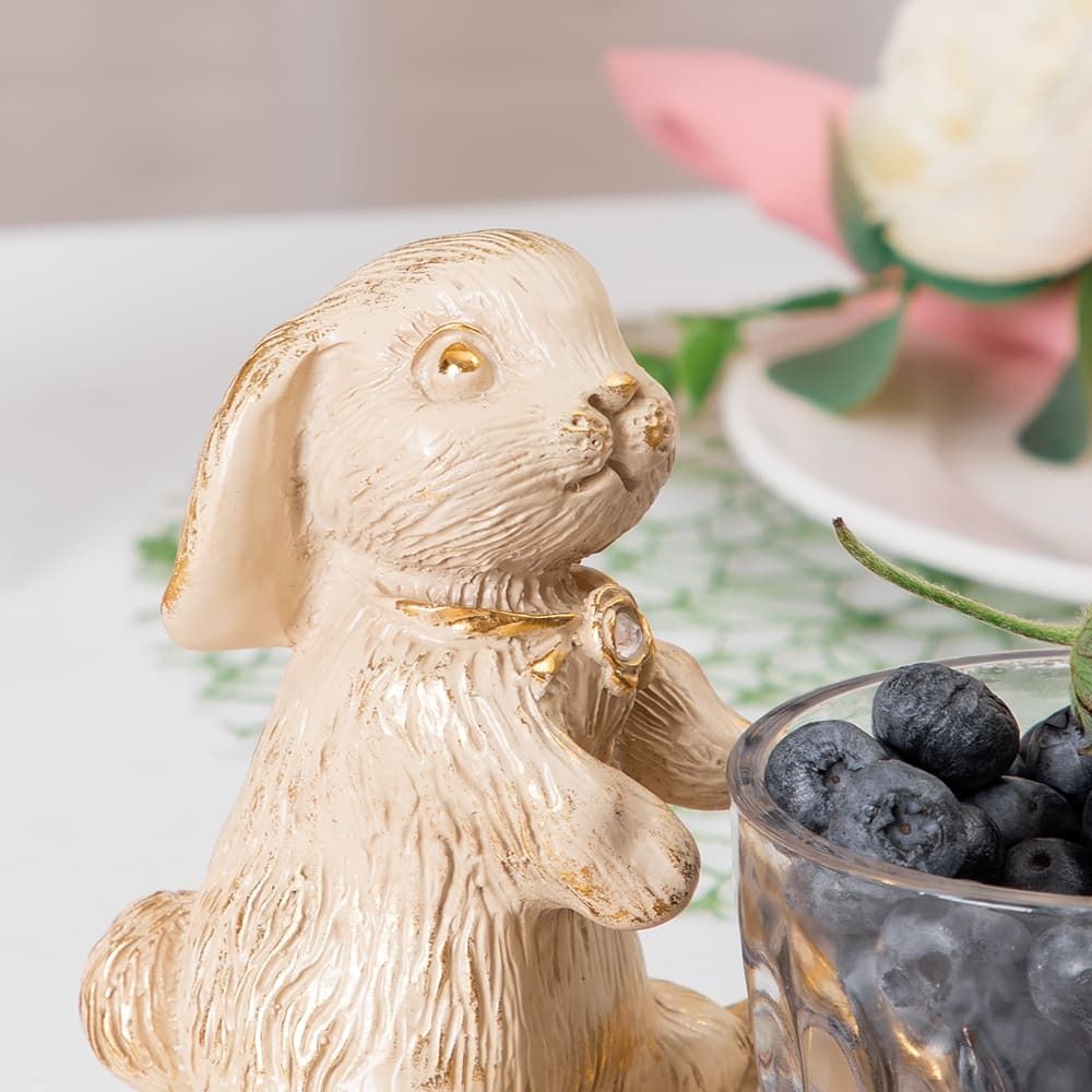 Фруктовница Кролик Эйприл Айвори с чашей из стекла