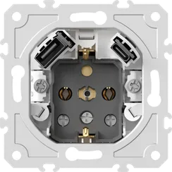 Механизм розетки Schuko 16А 250 В~ с зарядным устройством USB A+C,  5V/3A,  мощность 20W,  на винтах