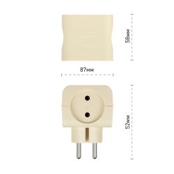 Разветвитель электрический ЭРА SP-4-I на 4 розетки без заземления 16А слоновая кость
