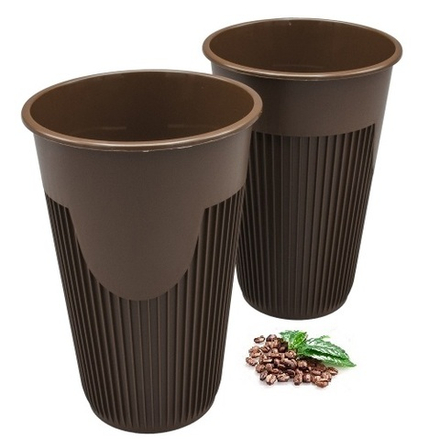 Стаканы пластиковые для гор напитков "Зимний" коричневые ПП D=90мм 450мл (8/160шт)