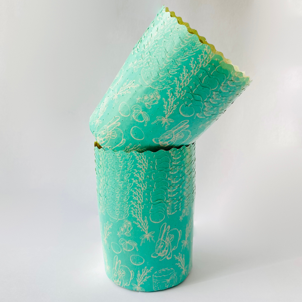 Форма бумажная для кулича «Кролик зеленый» (100 гр, 70/60 мм) 125 шт/туб