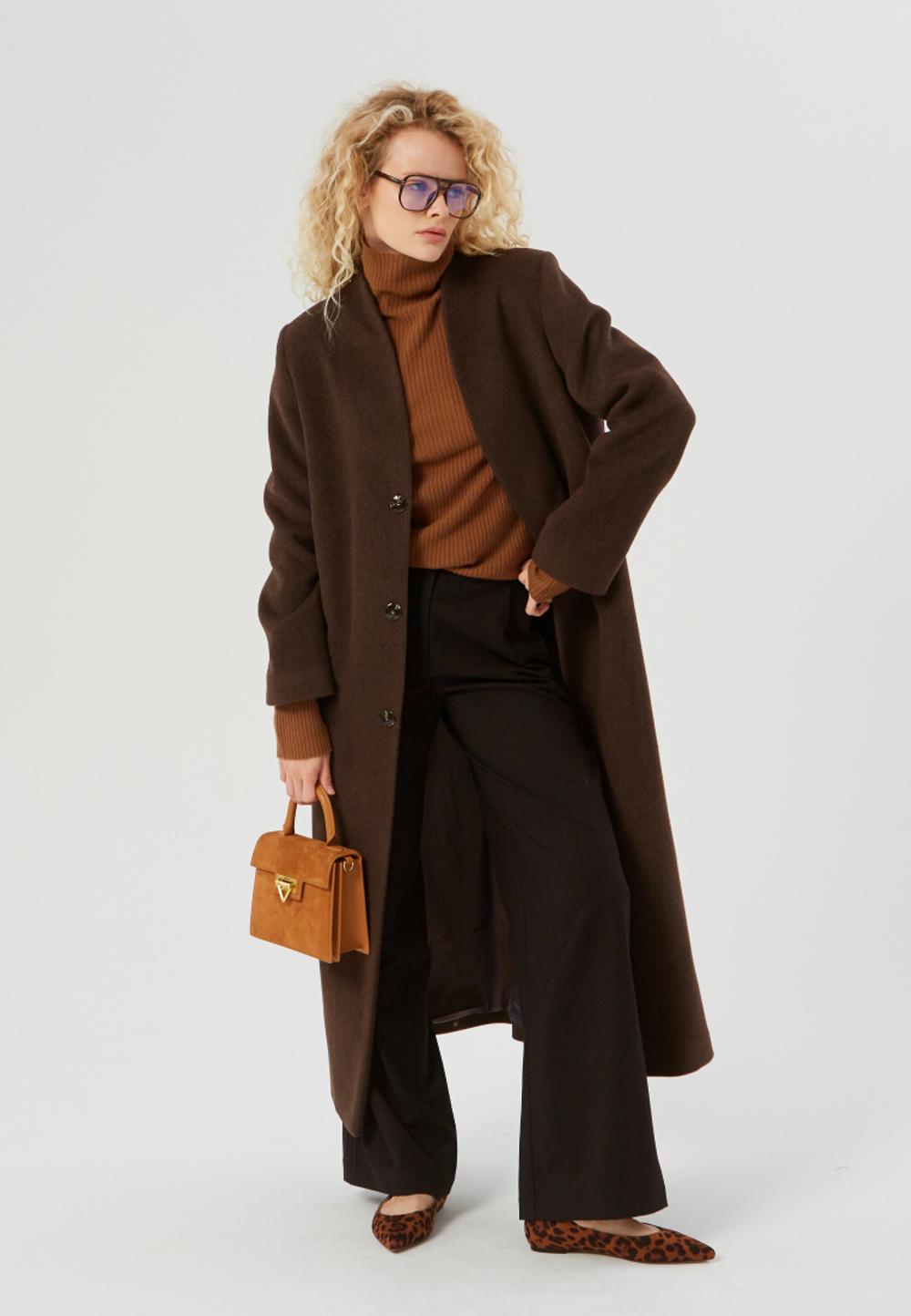 Водолазка из 100% шерсти коричневая