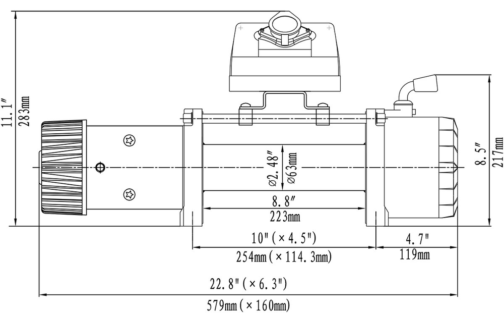Лебёдка автомобильная электрическая 12V Runva 12000 lbs 5443 кг (синтетический трос)