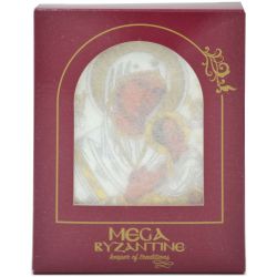 Икона Богородицы "Неустанной помощи" в серебряном окладе.