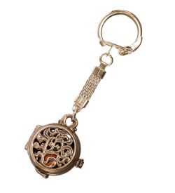 AM- 667 Брелок «Медальон Голубки» (латунь, янтарь)