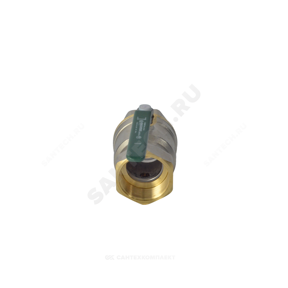 Кран шаровой латунь хром R250W Ду 40 Ру42 ВР рычаг зеленый Giacomini R250WX027
