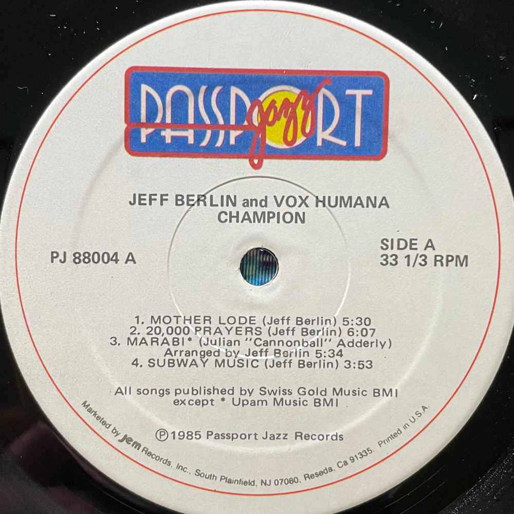 Jeff Berlin & Vox Humana ‎– Champion (США 1985г.)