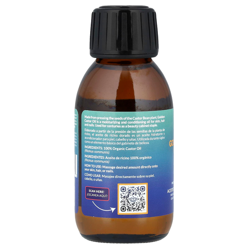 Queen of the Thrones, Органическое золотое касторовое масло холодного отжима, 100 мл (3,38 жидк. Унции)