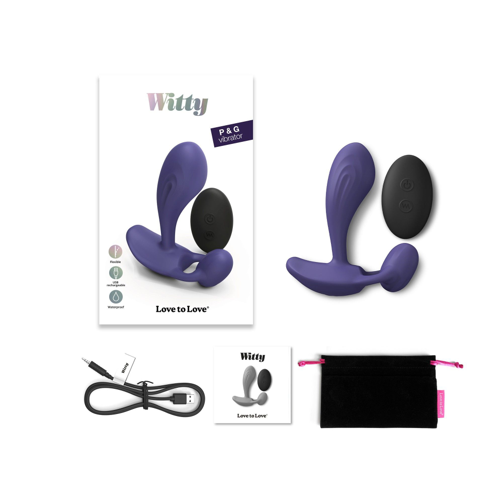 Темно-синий вибромассажер Witty P&G Vibrator with Remote Control (Цвет: темно-синий)