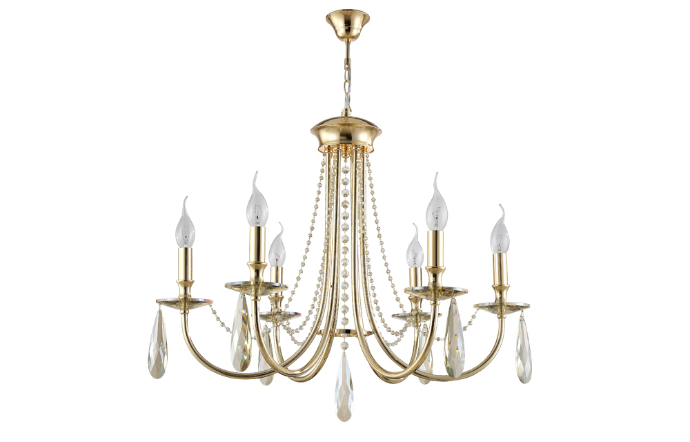 Подвесная люстра Crystal Lux VICTORIA SP6 GOLD/AMBER